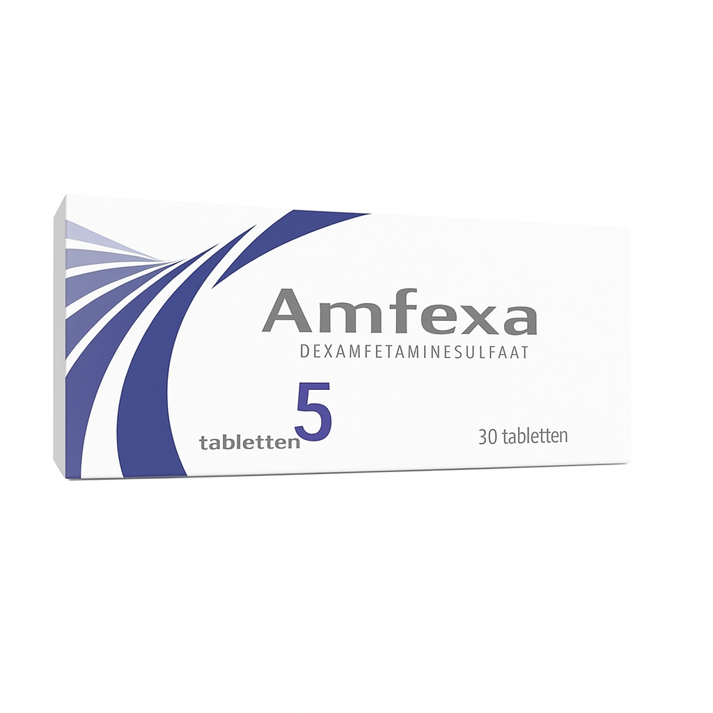 Amfexa 5 mg verpakking &ndash; dexamfetaminesulfaat tabletten (30 stuks)